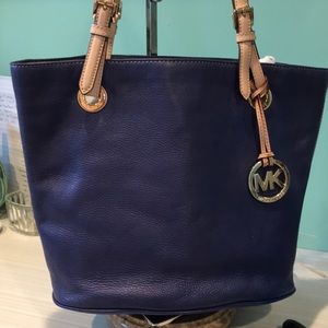 Michael Kors blue leather Jet Set satchel purse